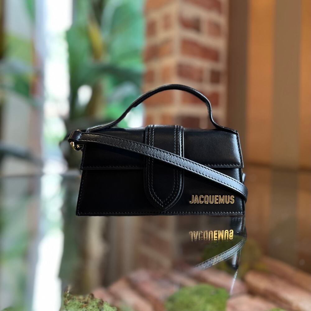 JACQUEMUS Le Bambino Mini Black Smooth Calfskin Leather Top Handle Bag